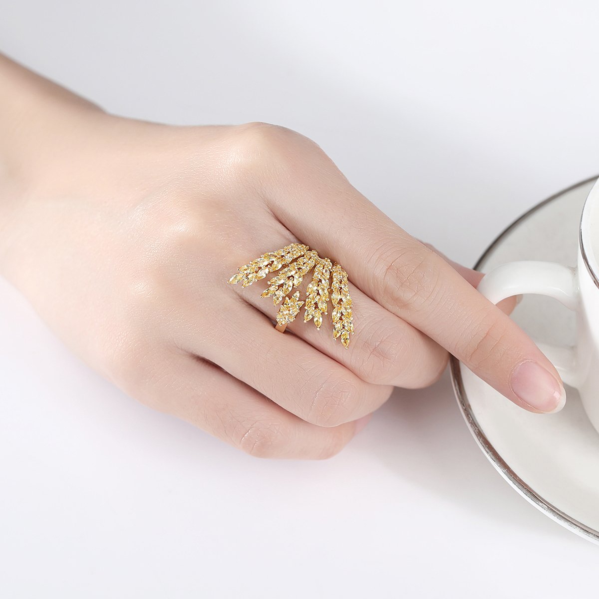 WR413 White Gold Luxury Ring for Women (Adjustable Ring) — image 4
