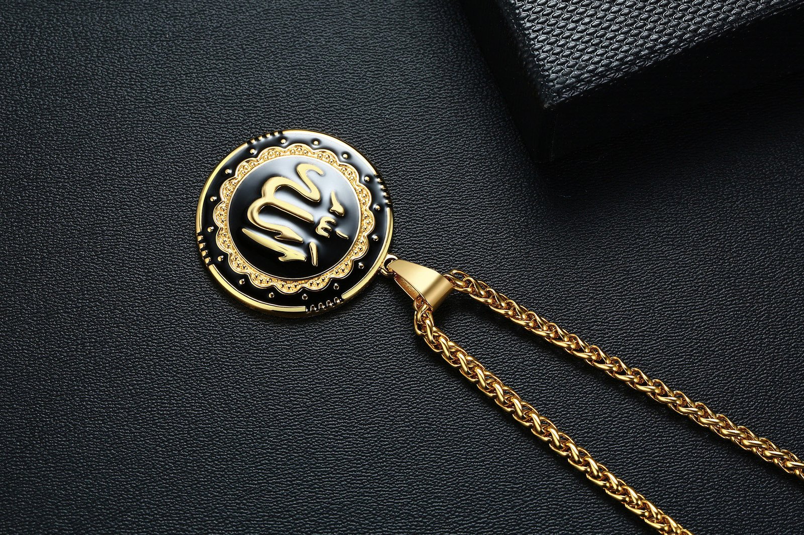 Allah - Gold Black Men, Women Necklace Pendant with Chain