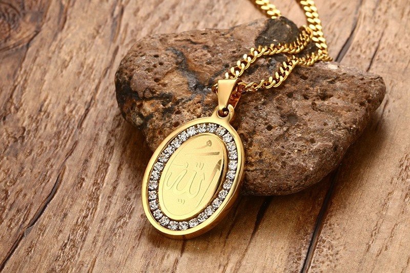 Allah - Gold Men, Women Necklace Pendant with Chain — image 3