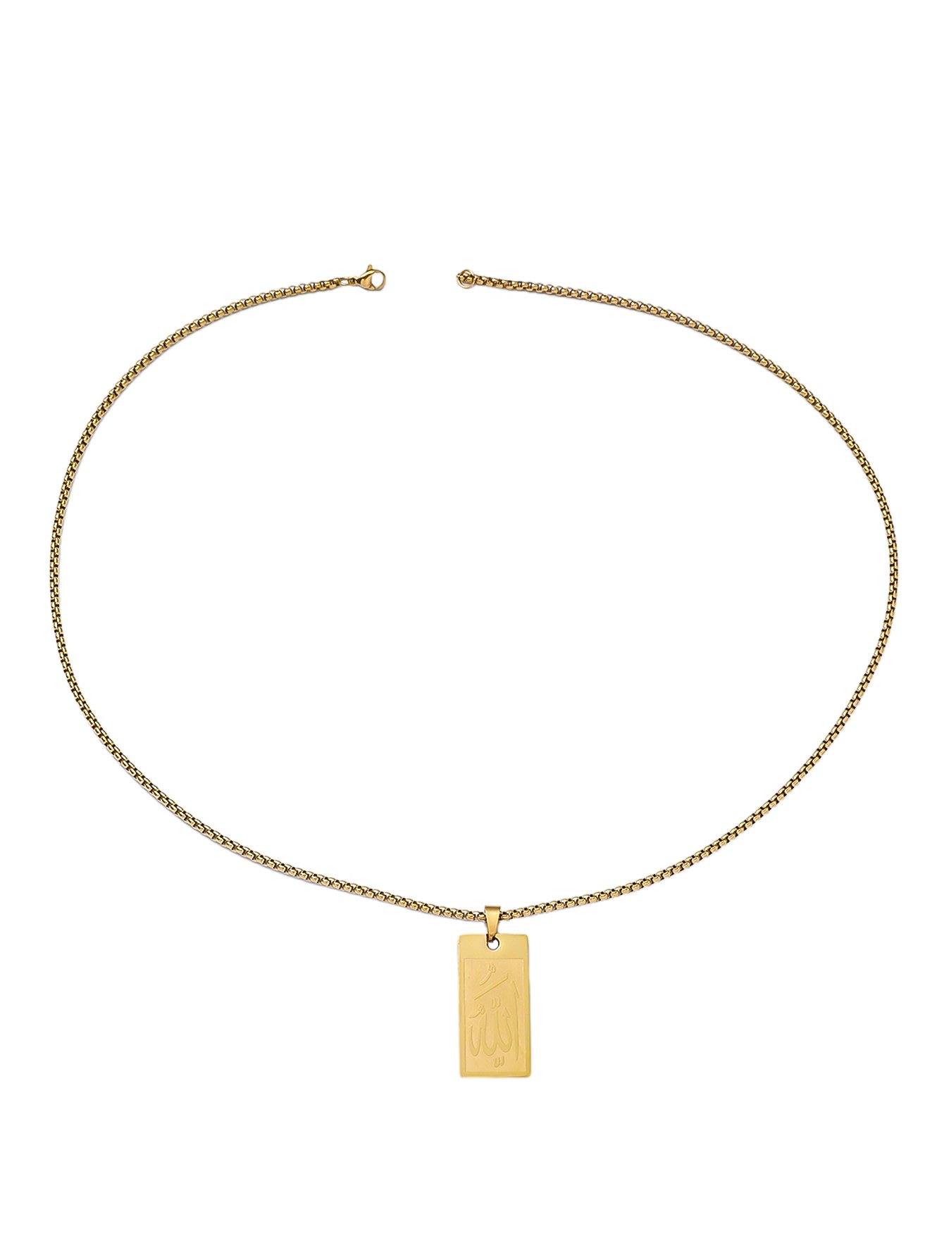 Allah Necklace Pendant – Gold Stainless Steel with Pearl Chain — image 3