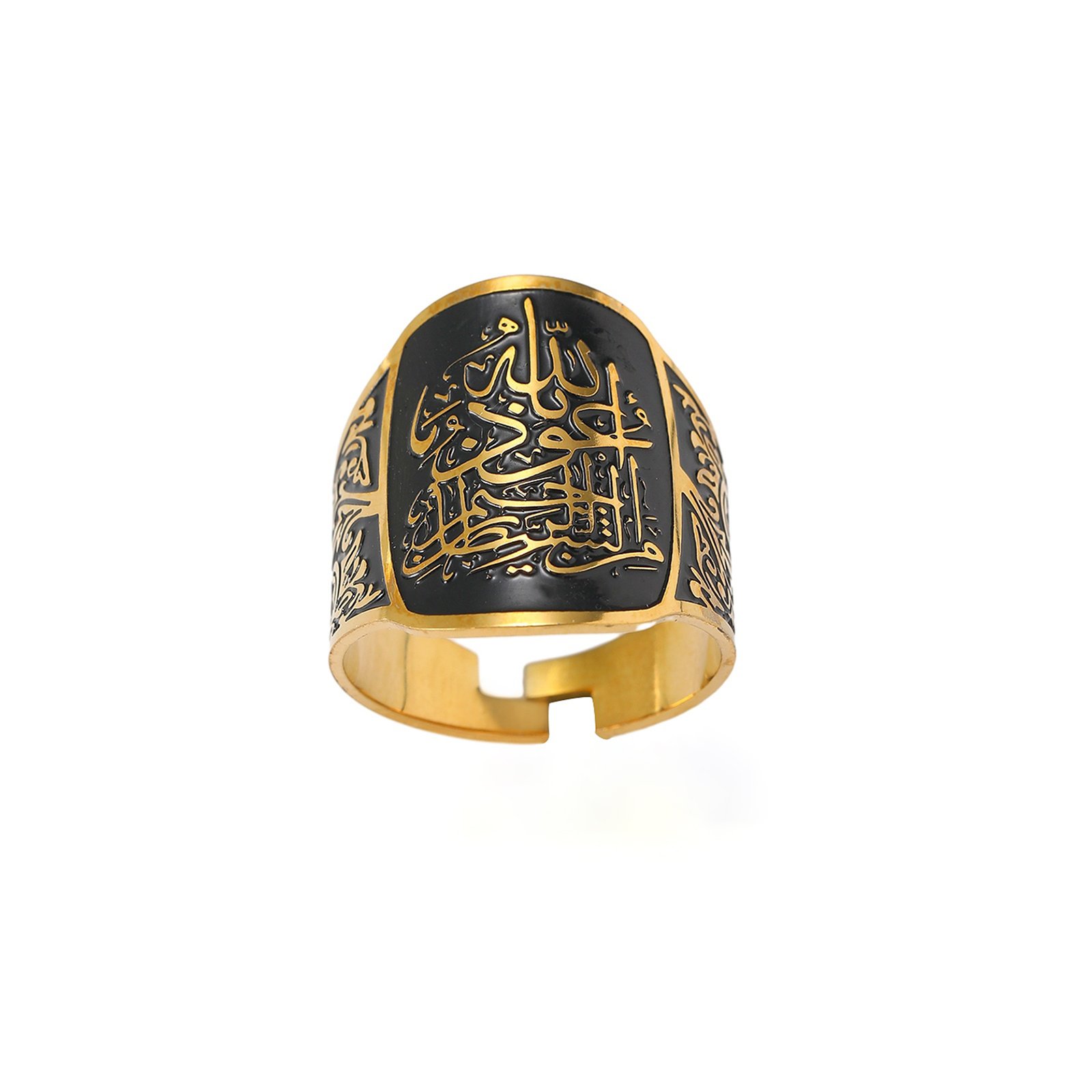 Auzubillah- Golden Black Adjustable Stainless Steel Band (WIR8) — image 5