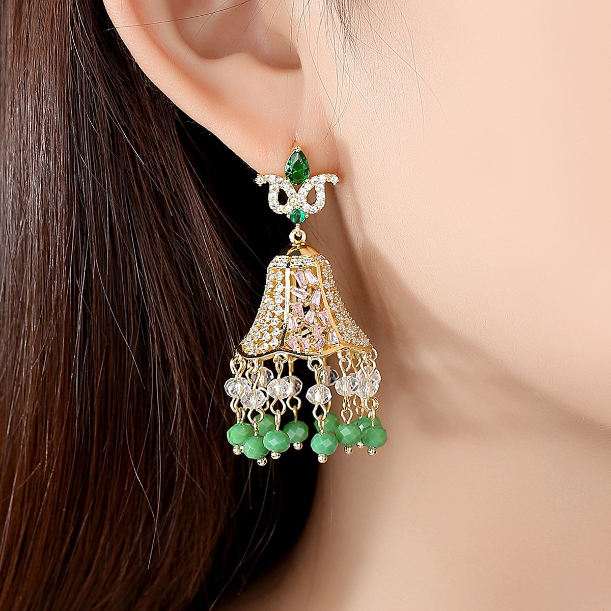 Blue Lilly Drops- Women Jhumki Earrings — image 4