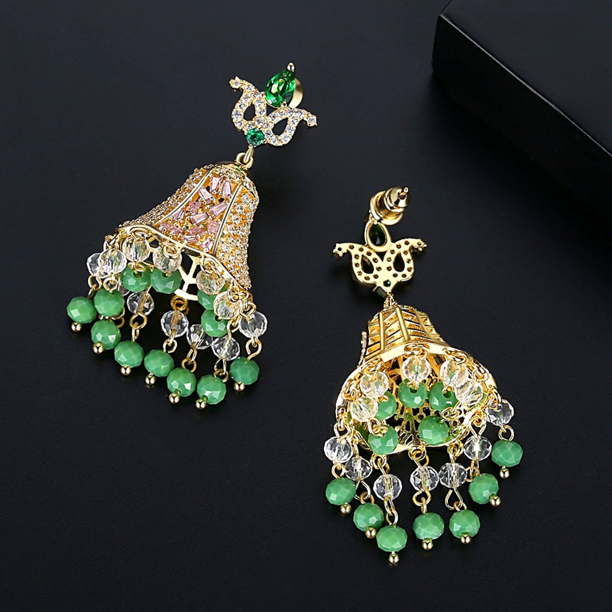 Blue Lilly Drops- Women Jhumki Earrings — image 6