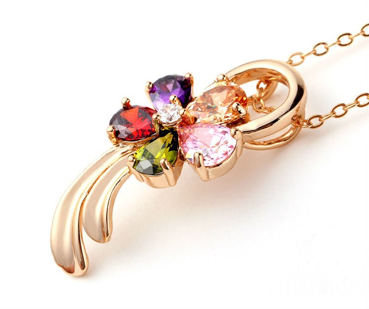 Brooch Like - Multi Colored Stone Pendant with Gold Base — image 5