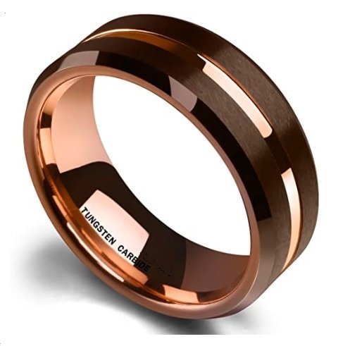 Brown Way - 8mm Brown and Gold Premium Tungsten Carbide Ring — image 4