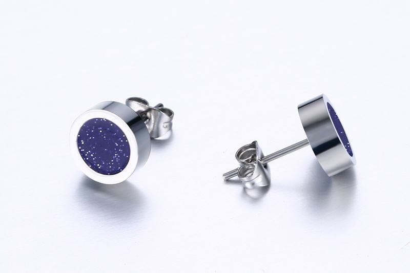 Captured Silver with Blue Ear Studs Men Earring