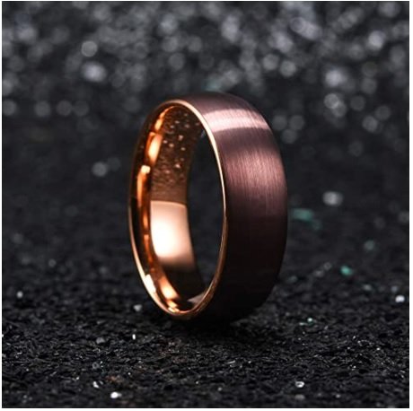 Coffee Streaks - 6mm Brown Coffee Shade Tungsten Carbide Ring