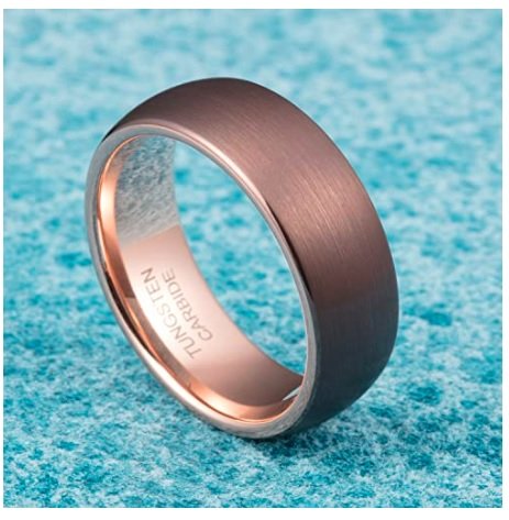 Coffee Streaks - 6mm Brown Coffee Shade Tungsten Carbide Ring — image 7