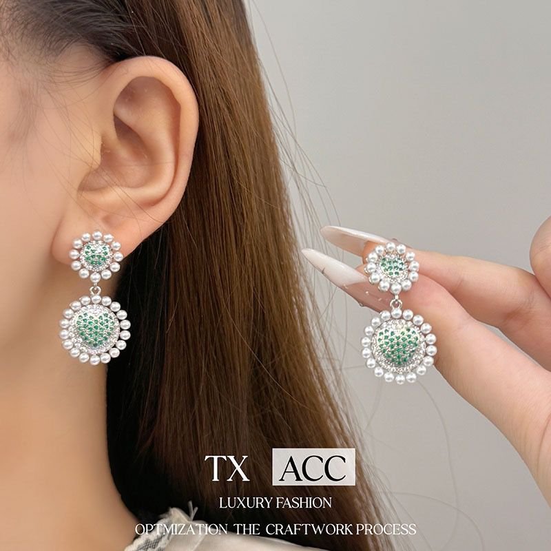 E2690 - Silver Green Earrings for Women — image 3