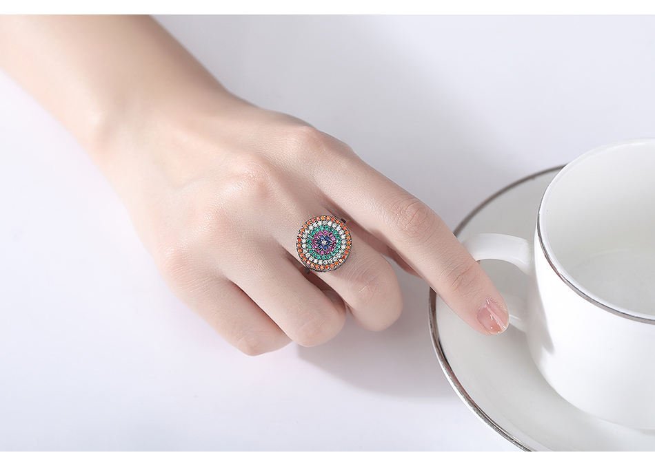 Finger Coin Multicolored Ring - Gold Plated (WR373)