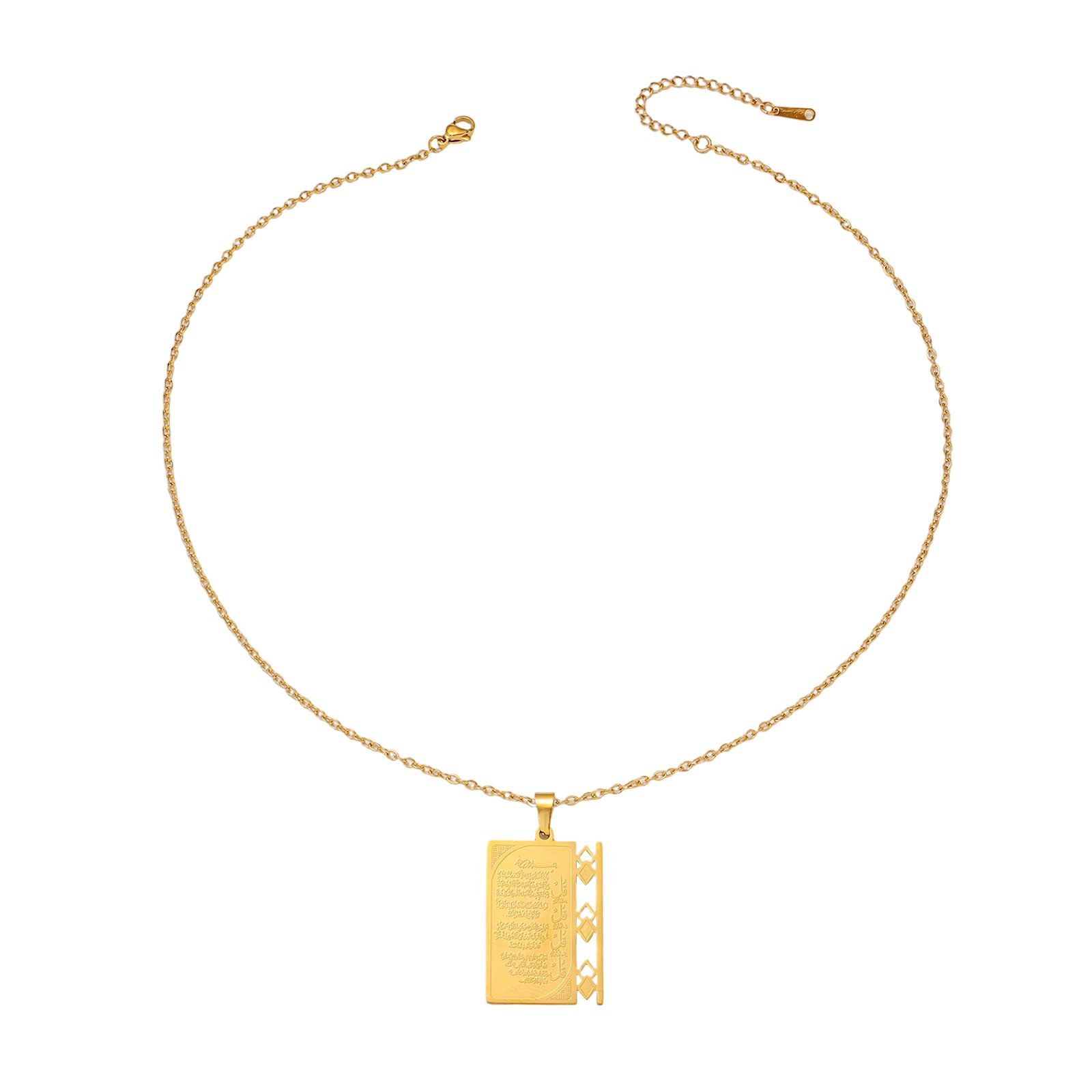 Four Qul Necklace Pendant – 2 Tone Stainless Steel with Pearl Chain — image 3