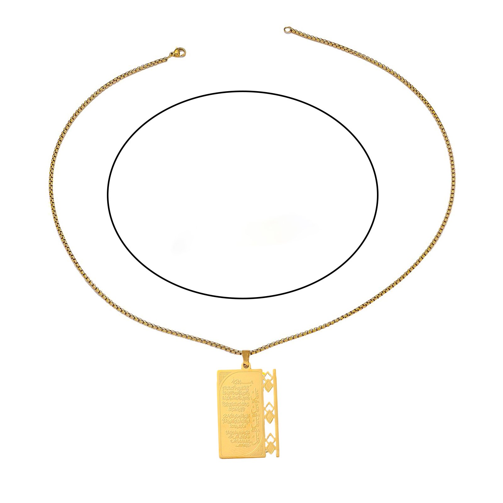 Four Qul Necklace Pendant – Black Stainless Steel with Pearl Chain — image 4