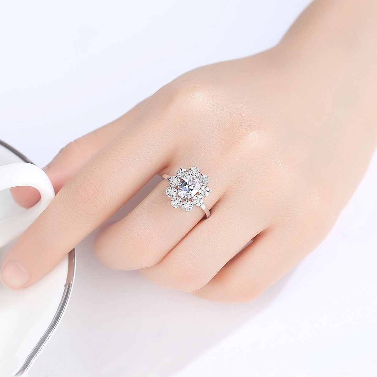 Guarded Gem Diamond Look Luxury Ring for Women — image 3