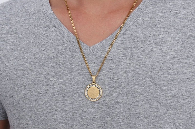 Quranic Verses - Gold Men, Women Necklace Pendant with Chain