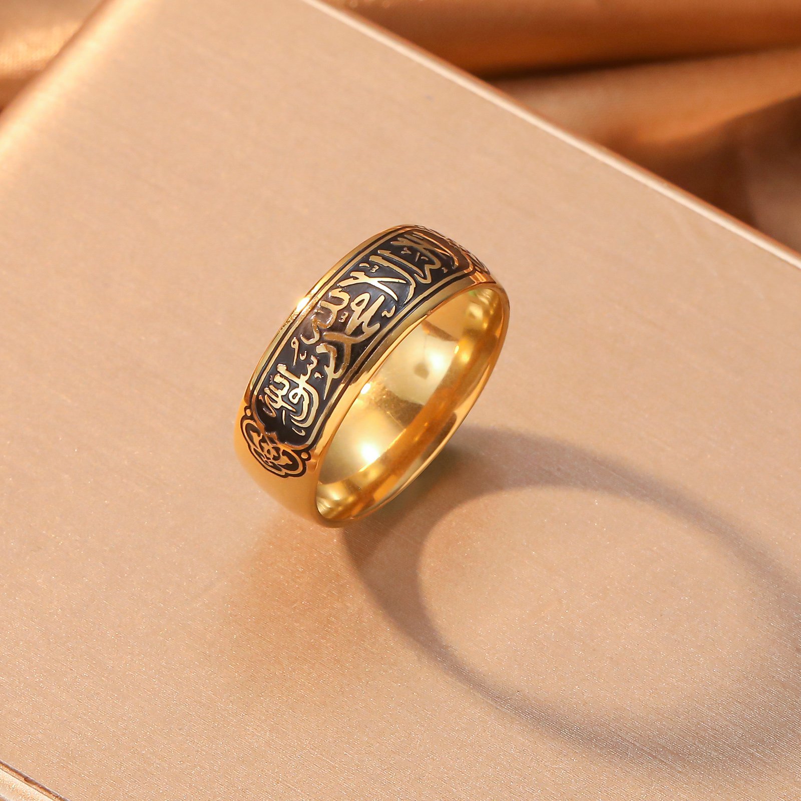 Shahada - Golden Black Stainless Steel Ring (WIR6)