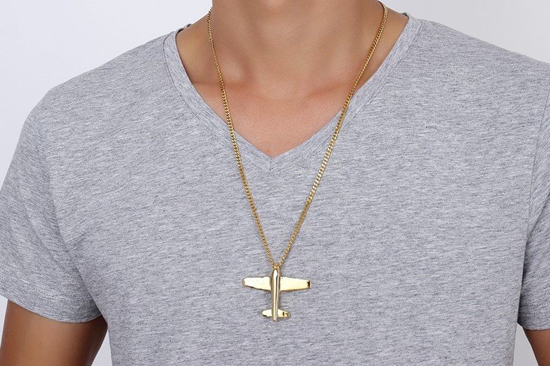 Spitfire Airplane - Golden Men Pendant with Chain — image 4
