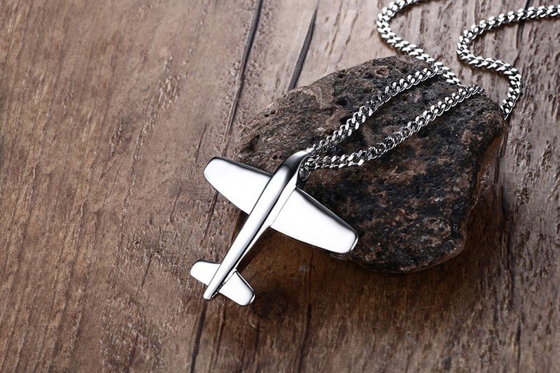 Spitfire Airplane - Silver Men Pendant with Chain
