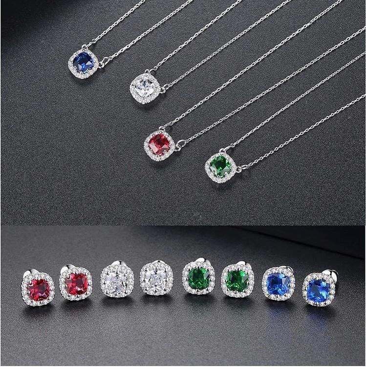 Square Out - Blue Pendant and Earring Set for women (WS57)