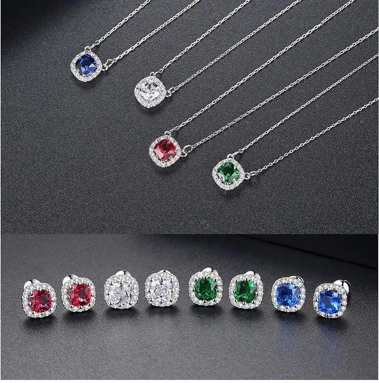 Square Out - White Pendant and Earring Set for women (WS57)