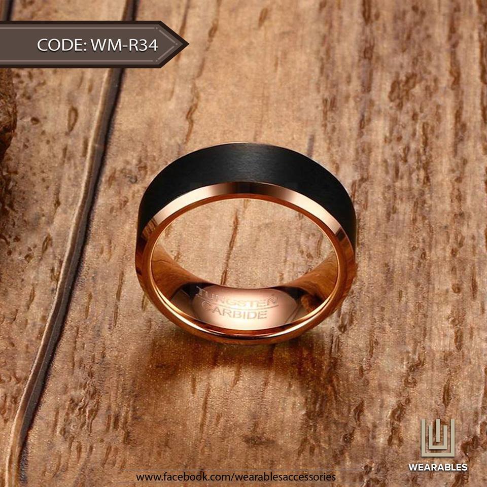 Thick Black Rose Edge - Tungsten Ring