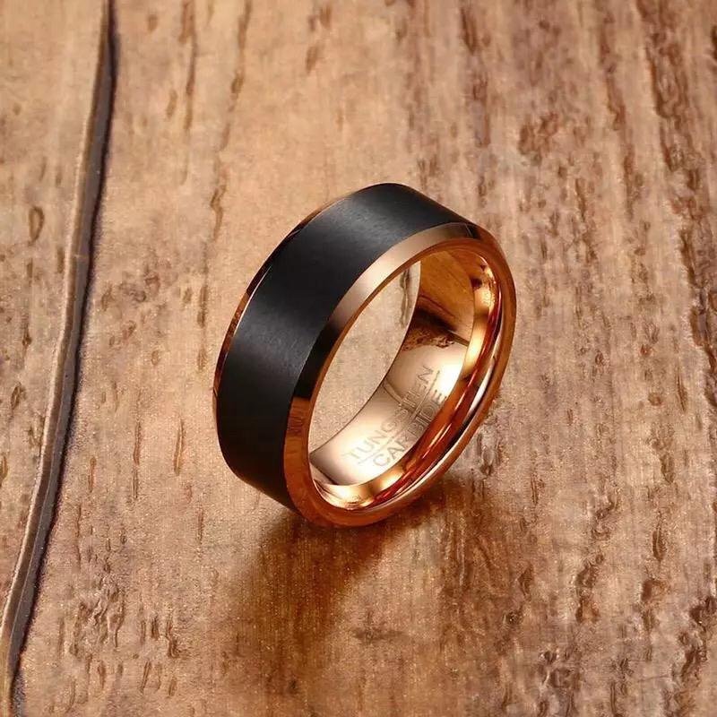 Thick Black Rose Edge - Tungsten Ring — image 4