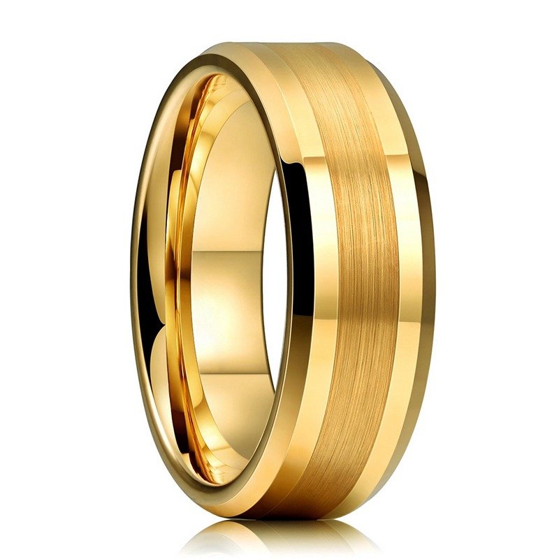 Thick Golden Highway - Tungsten Ring