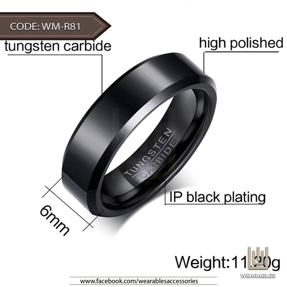 Thin Black lane - Tungsten Ring