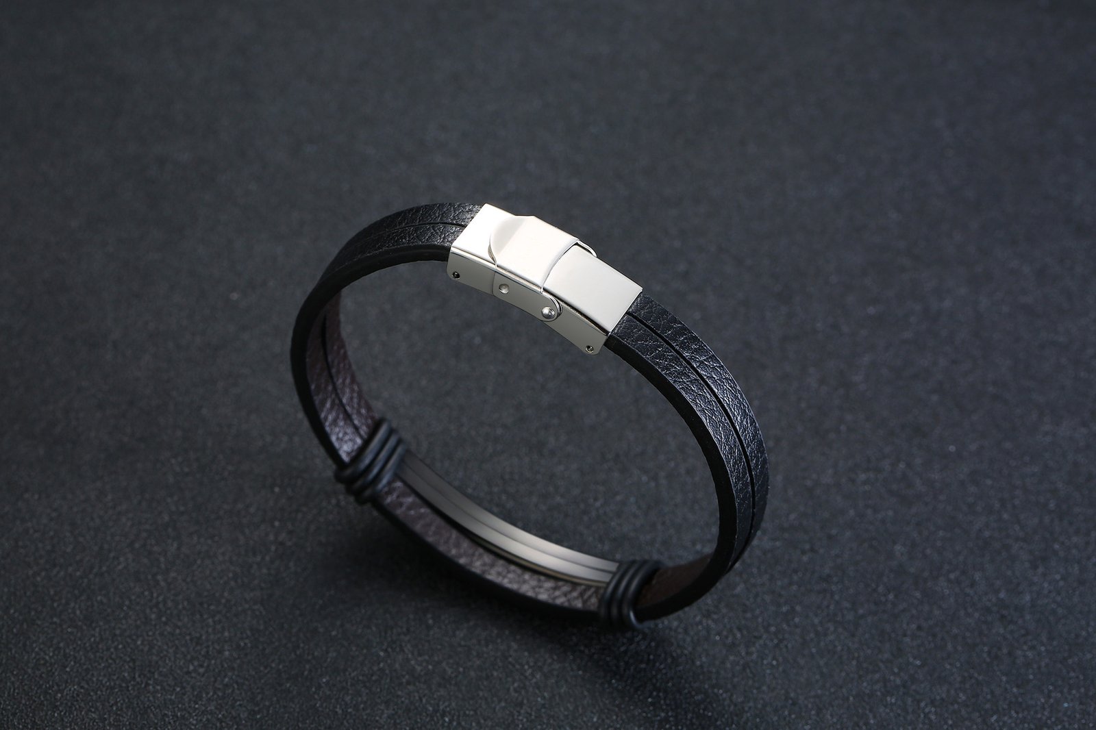 WM-B311 - Golden Genuine Leather | 316 Stainless Steel Bracelet — image 11