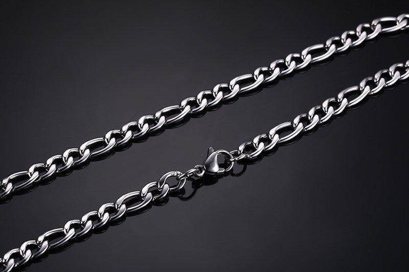 WM-C11-4.5mm Figaro Chain Men Silver Necklace Chain — image 5
