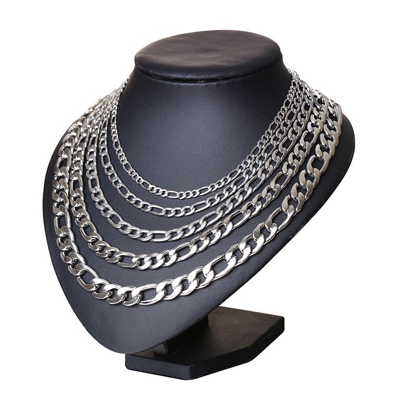 WM-C11 - 7.5mm Figaro Chain Men Silver Necklace