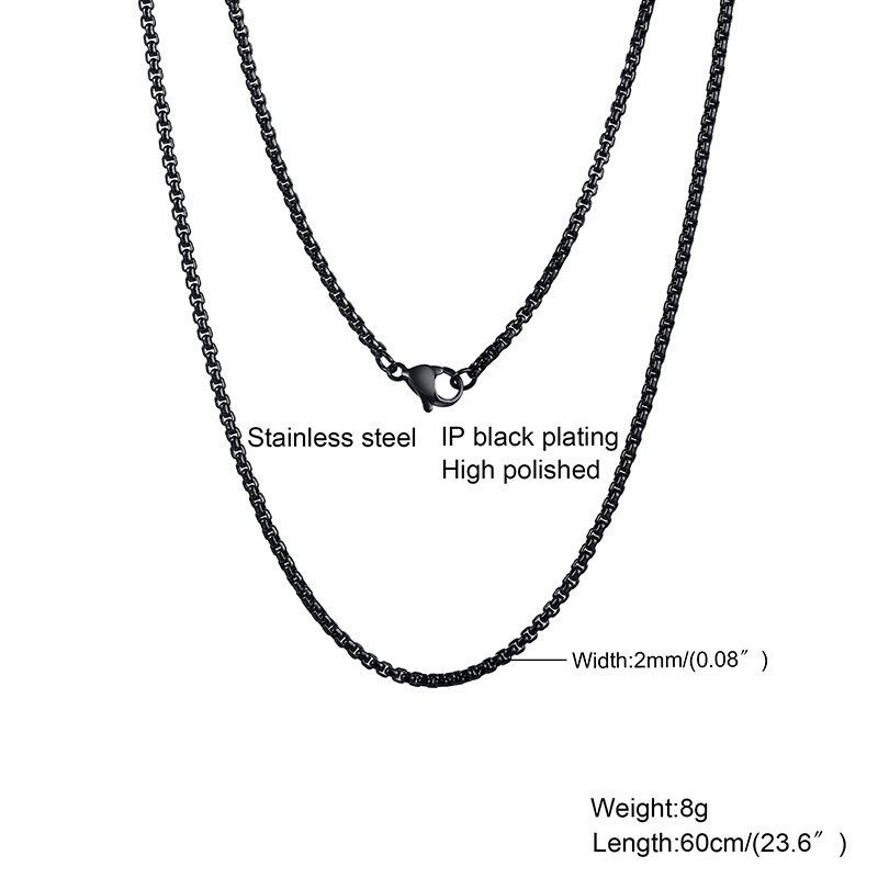 WM-C38 - Men Black Peral Necklace Chain — image 4