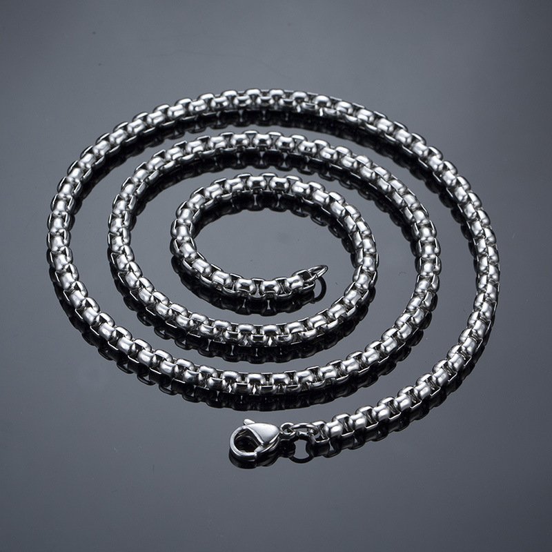 WM-C38 - Men Silver Peral Box Chain