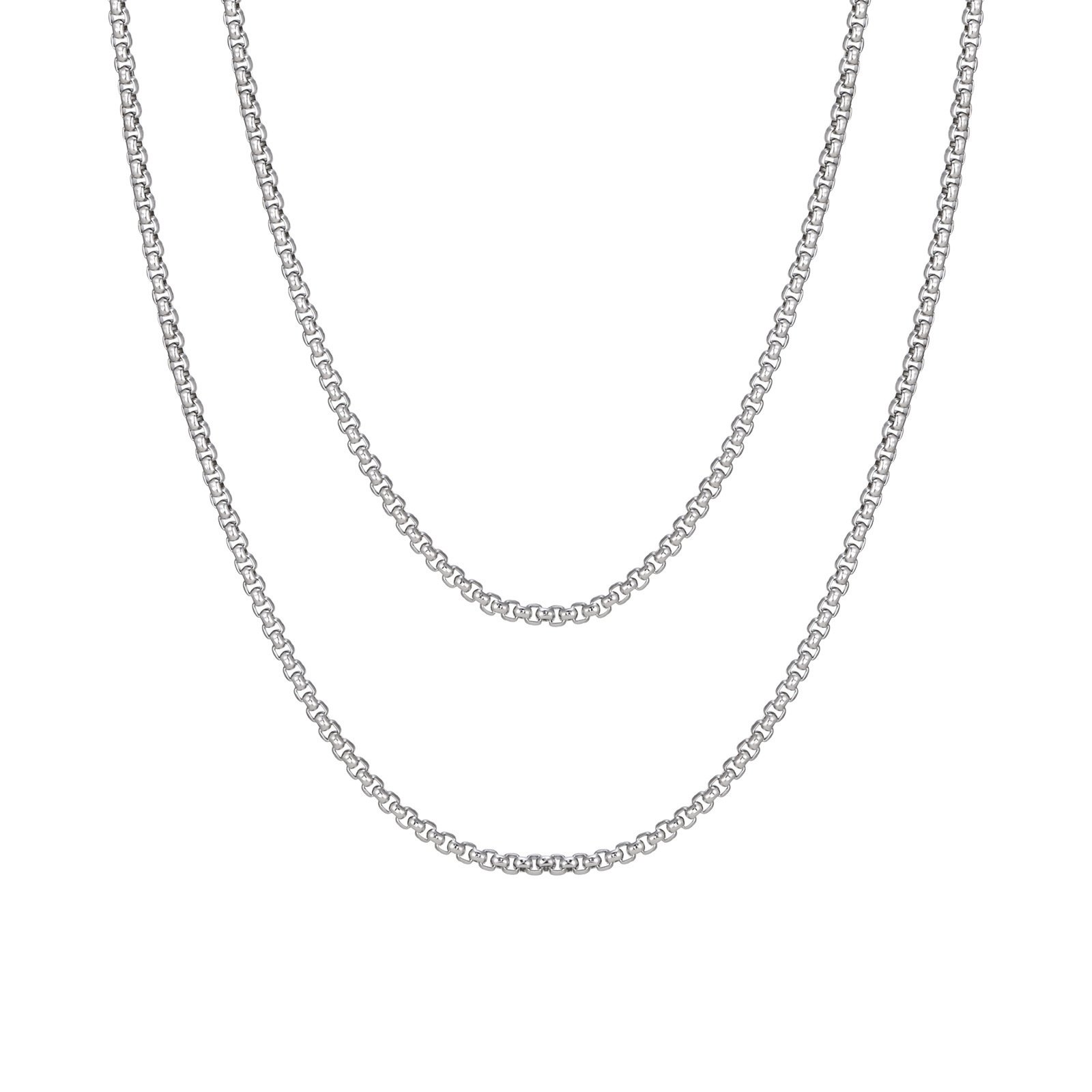 WM-C47 - Double Layer Men-Women Silver Necklace Chain — image 4