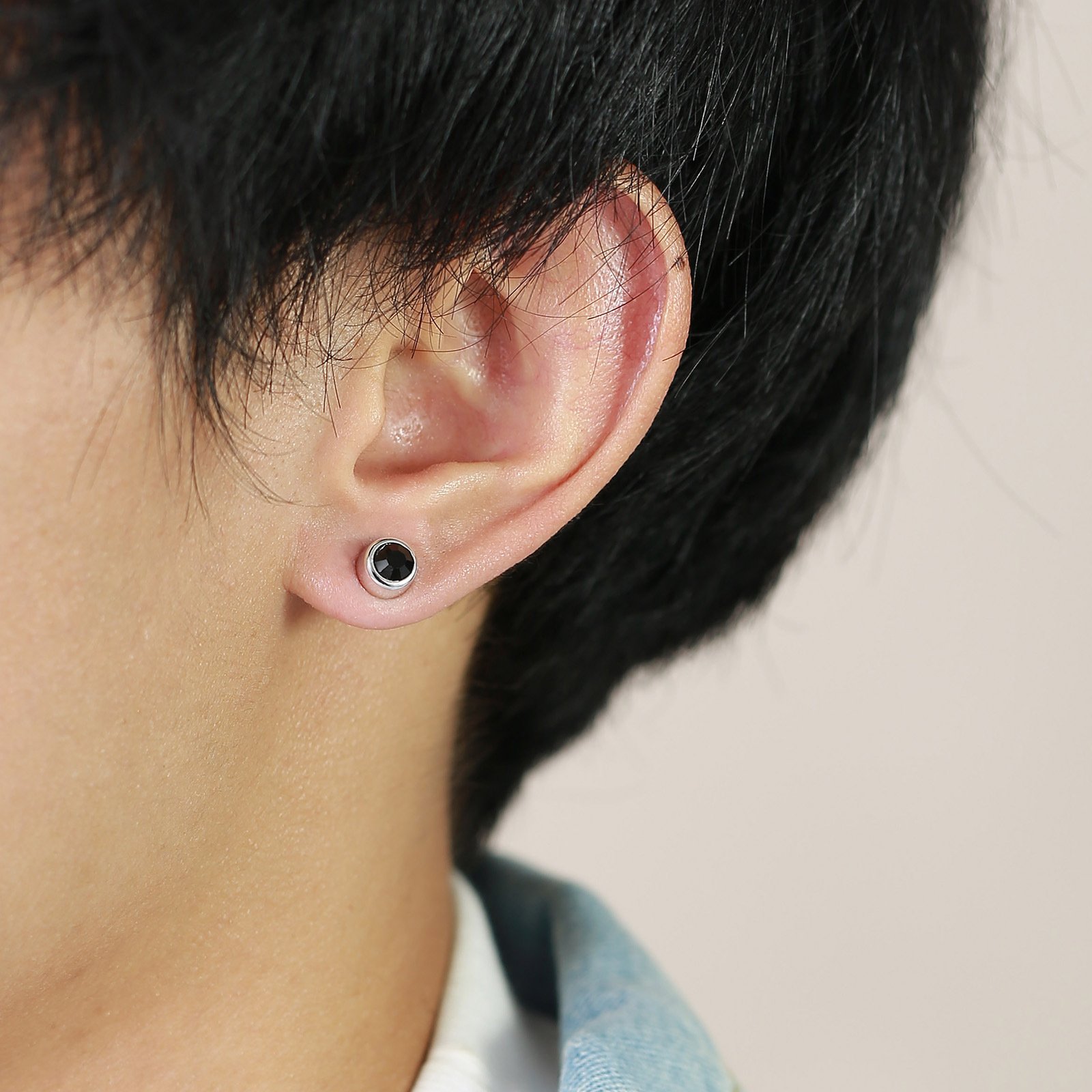 WM-E15 Black Ear Studs Men Earring — image 5