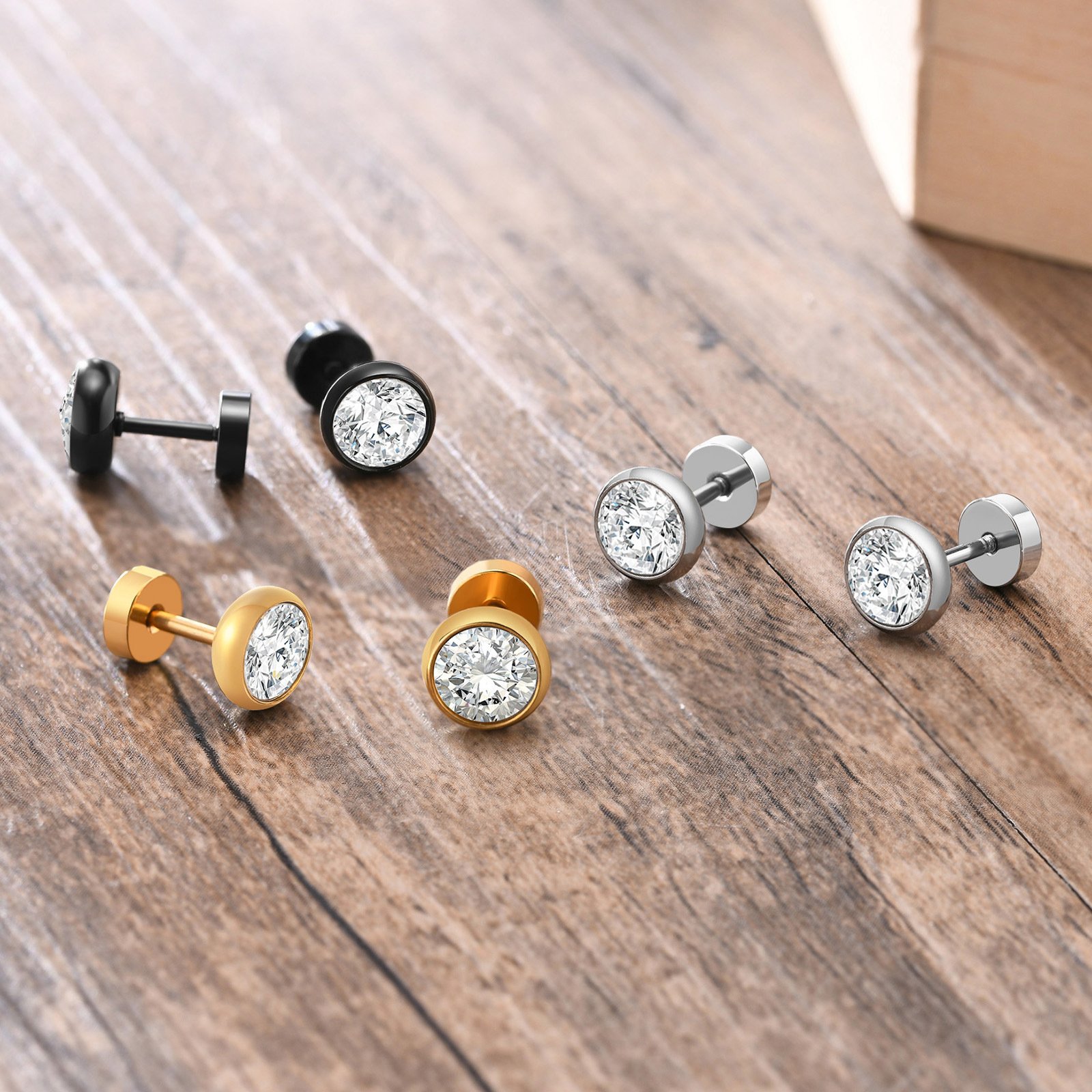 WM-E15 Black Ear Studs Men Earring — image 6