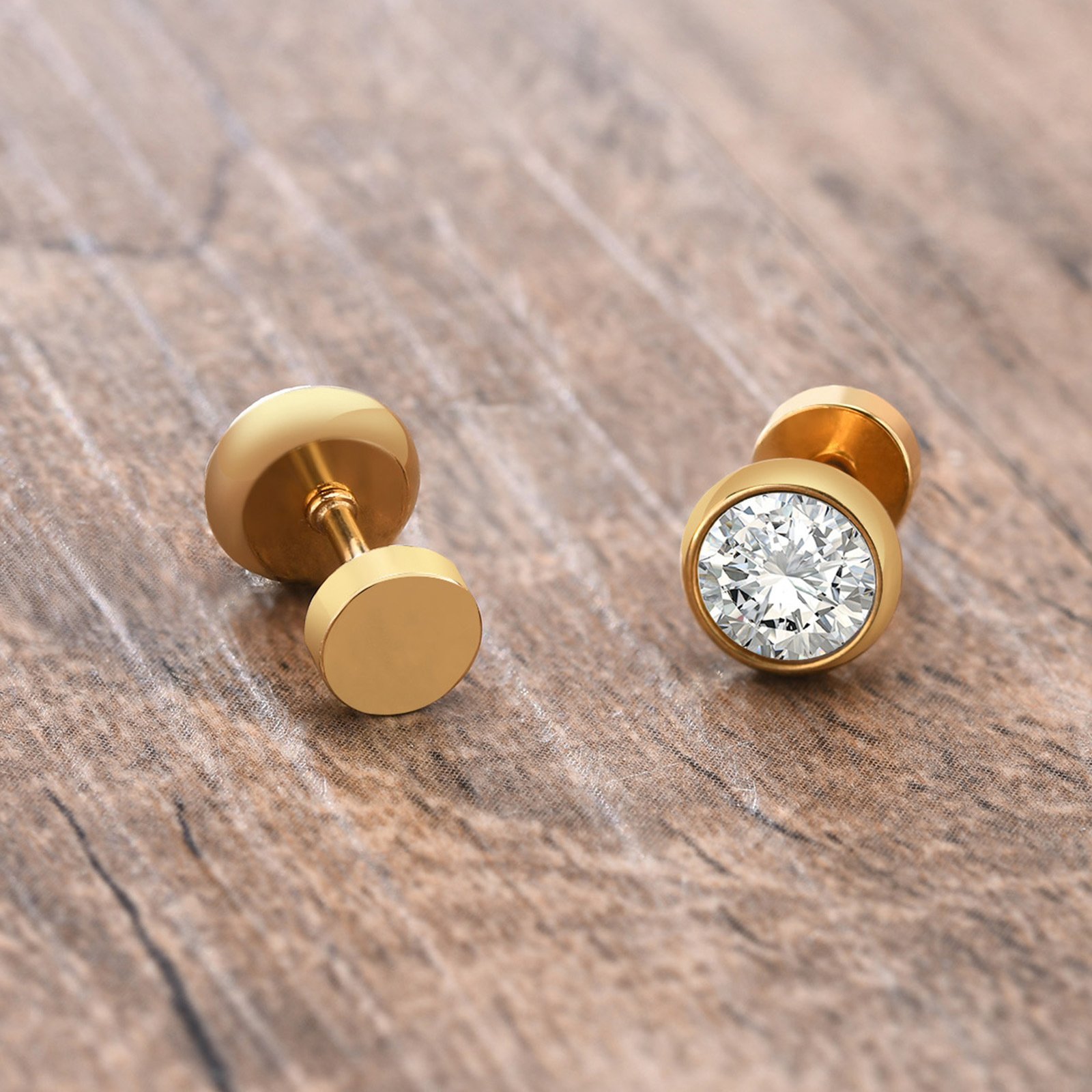 WM-E15 Silver Ear Studs Men Earring — image 3
