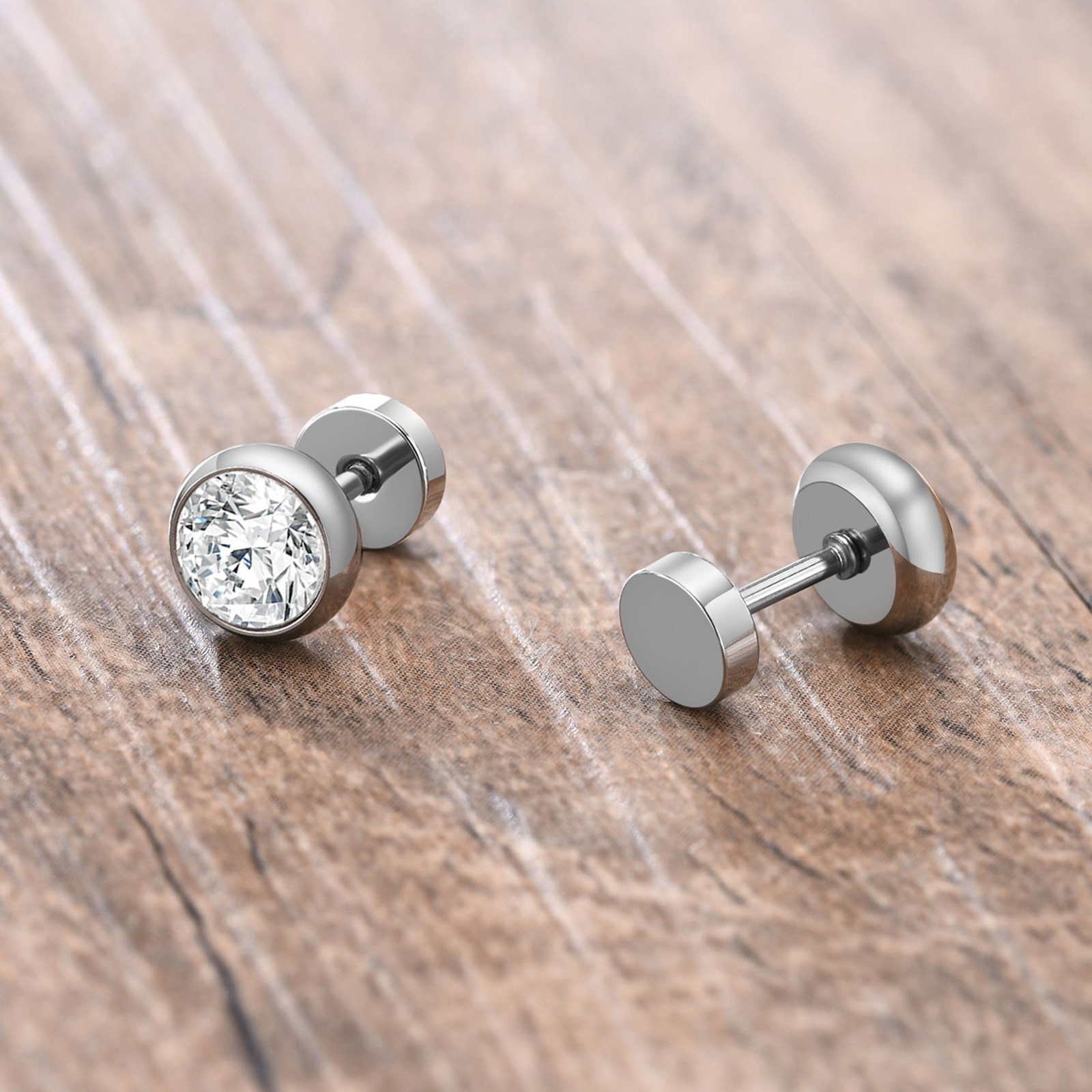 WM-E15 Silver Ear Studs Men Earring — image 4