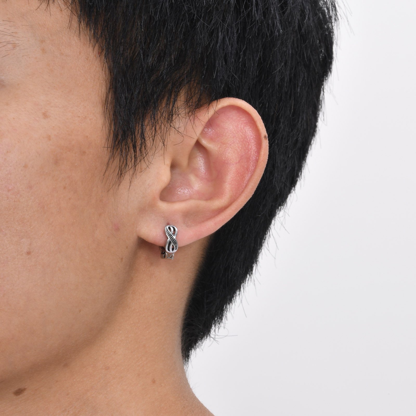 WM-E23 Silver Snake Ear Studs Men Earring — image 5