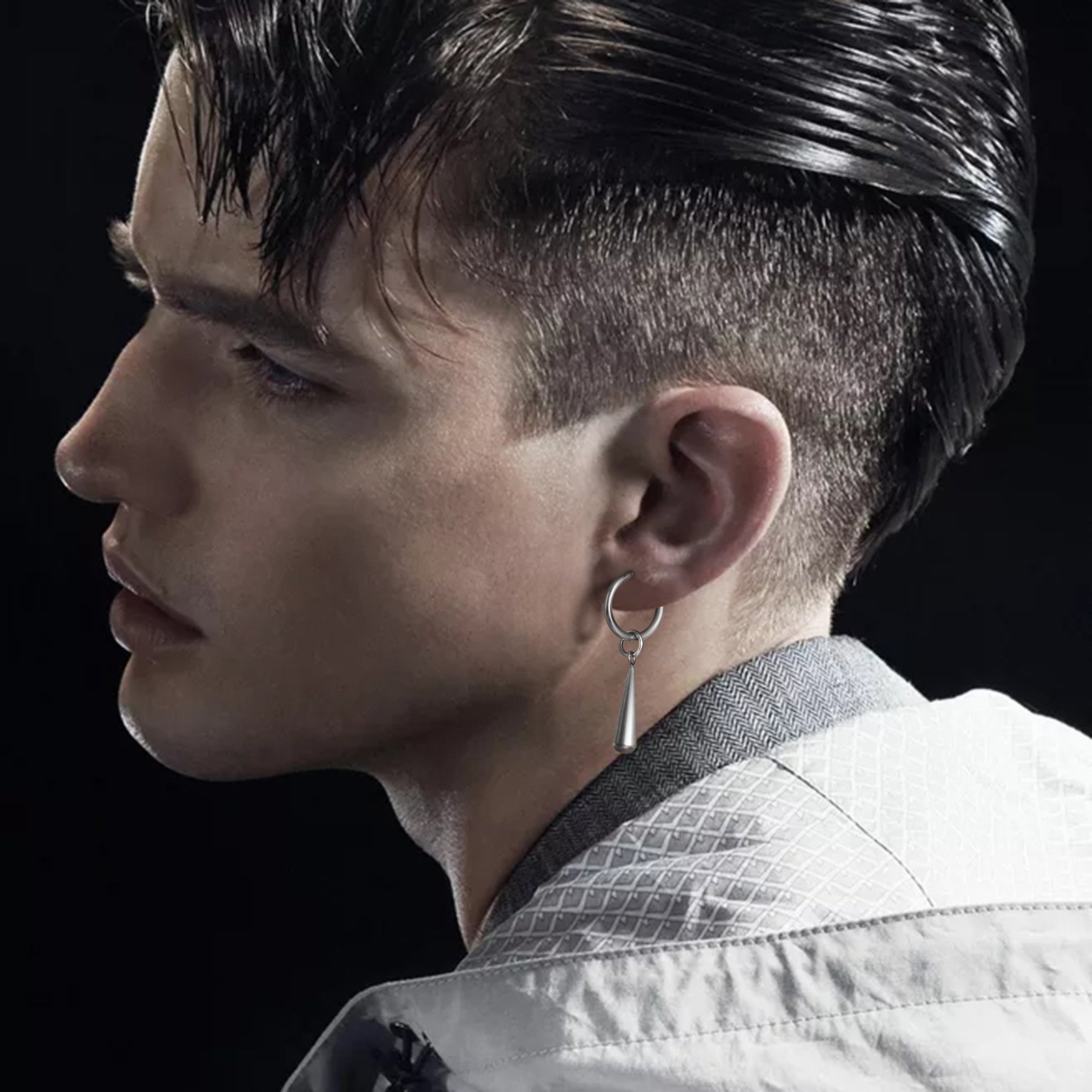 WM-E35 Black Ear Studs Men Earring — image 8