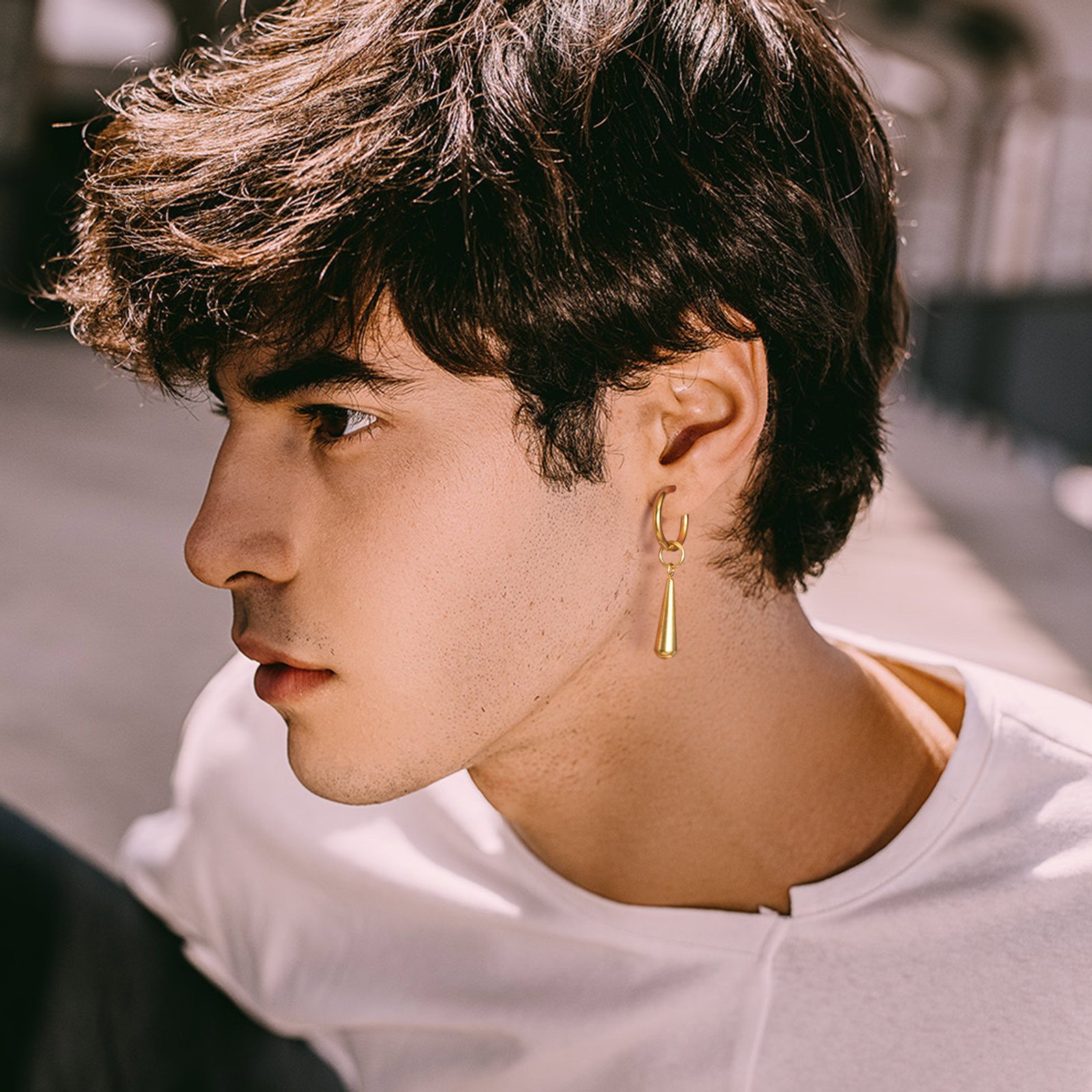 WM-E35 Silver Ear Studs Men Earring — image 9