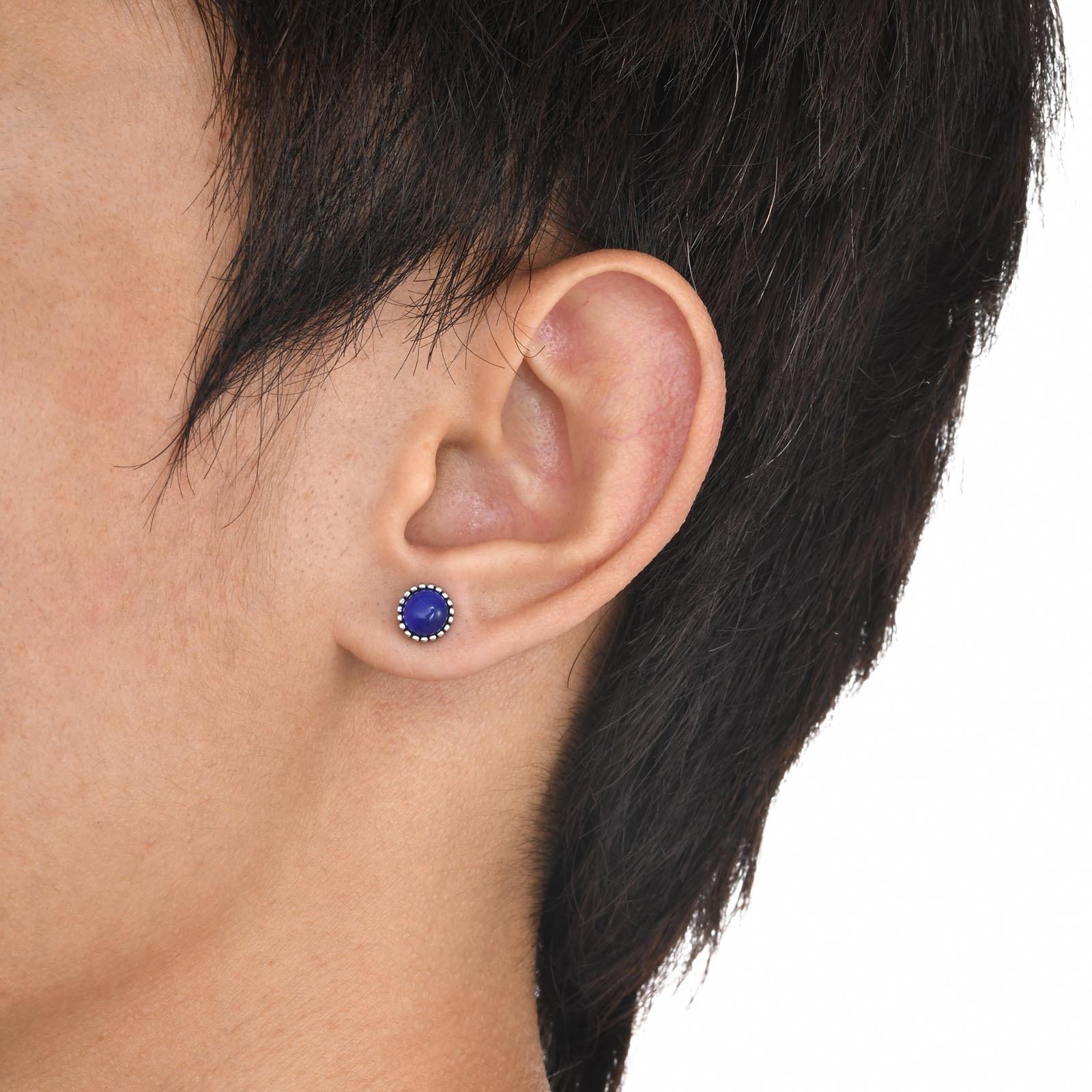 WM-E38 Blue Ear Studs Men Earring — image 6