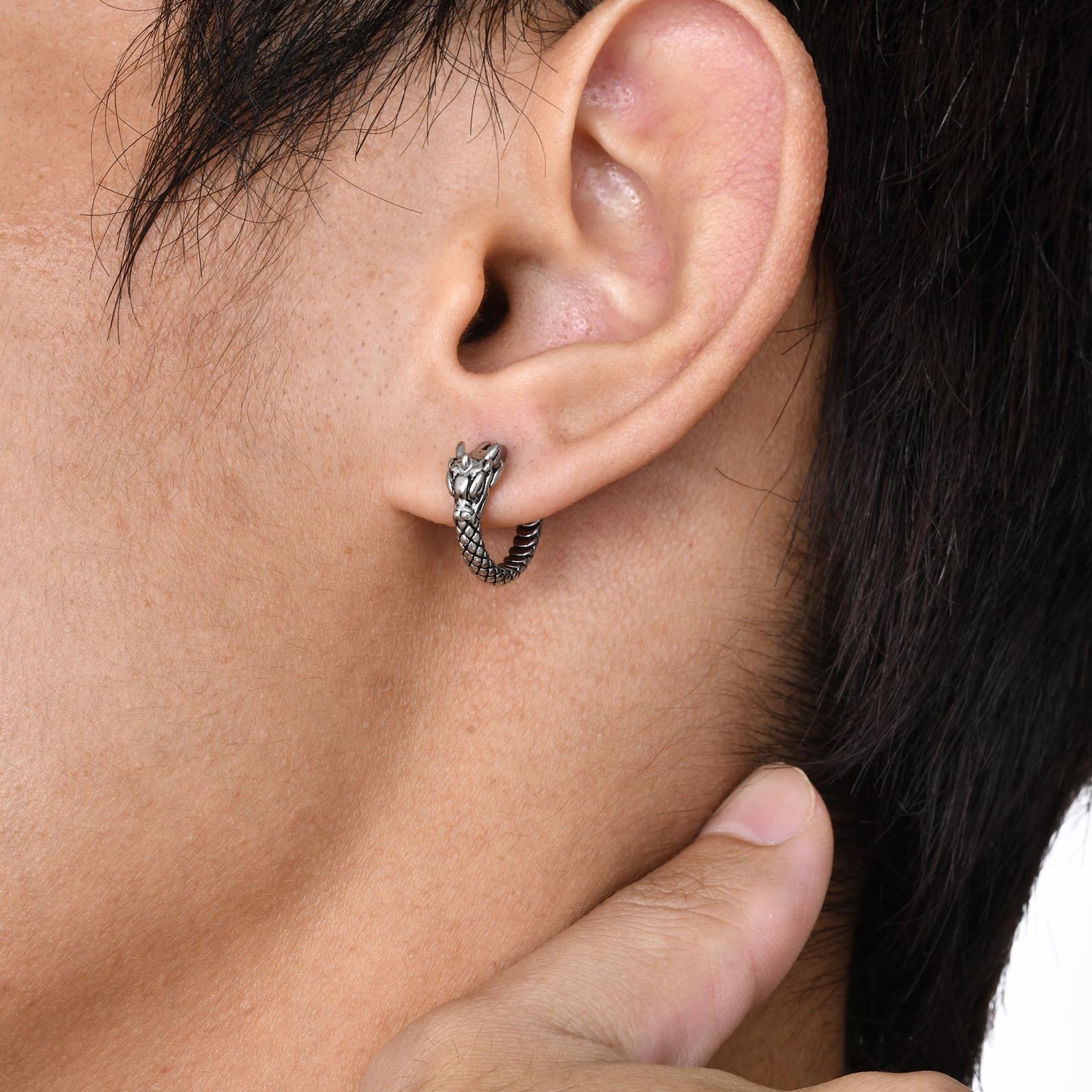 WM-E43 Silver Ear Studs Men Earring — image 3