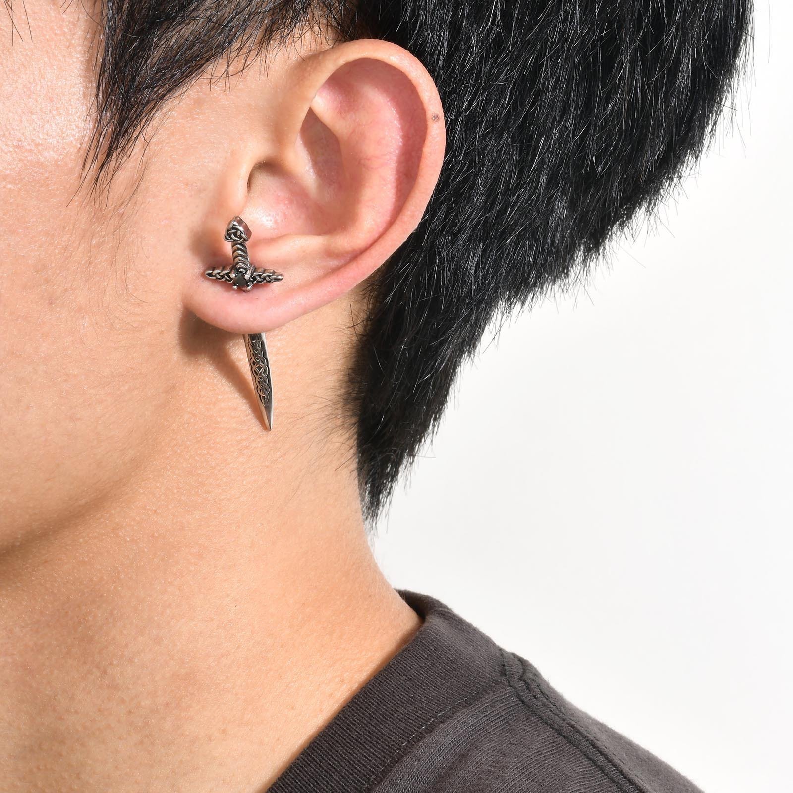 WM-E51 Silver Ear Studs Men Earring — image 3