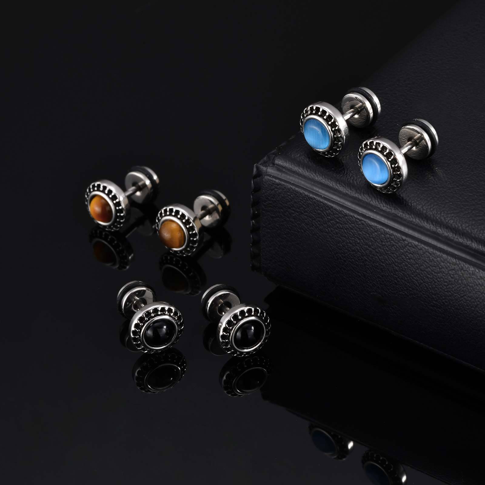 WM-E64 Blue Ear Studs Men Earring — image 3