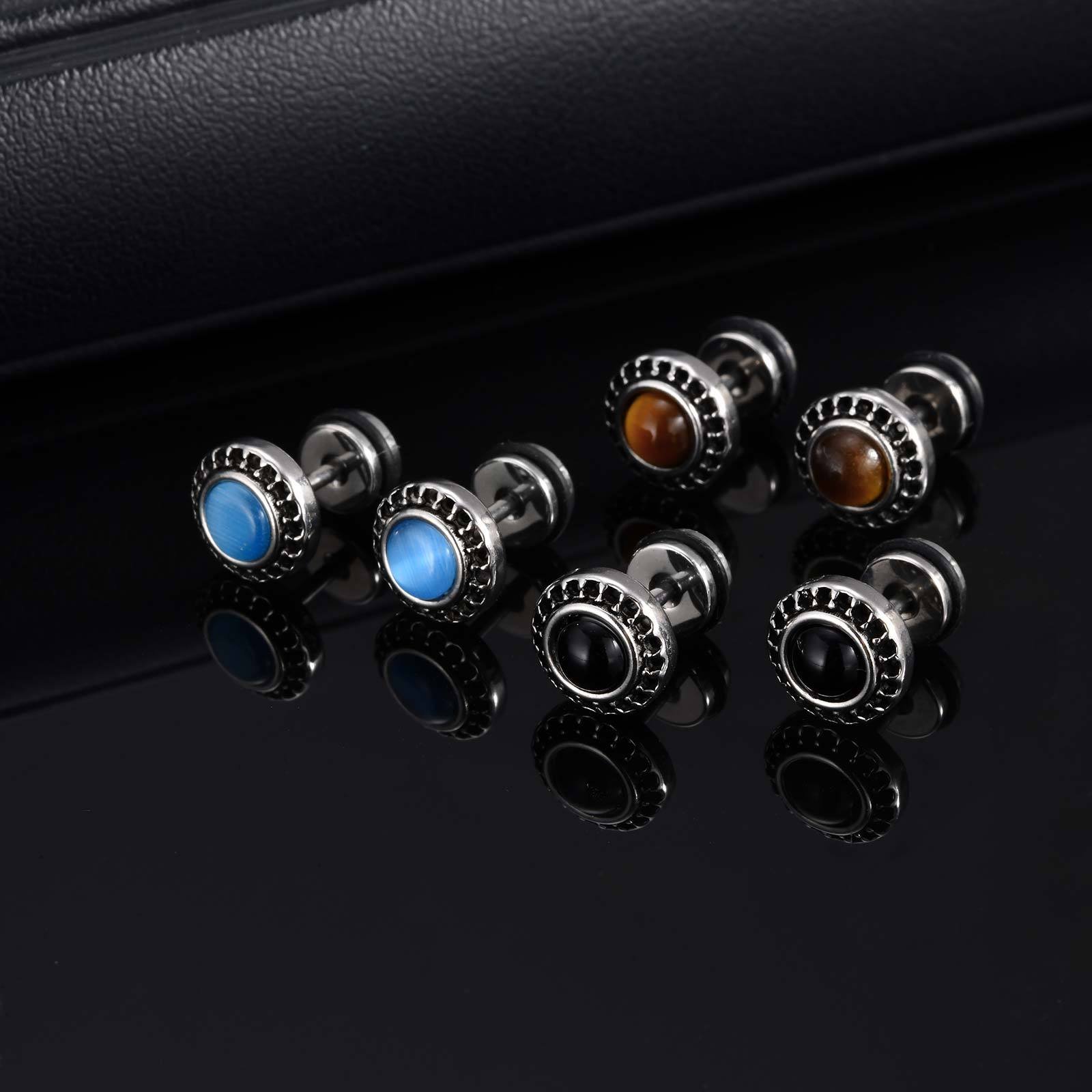 WM-E64 Brown Ear Studs Men Earring — image 4