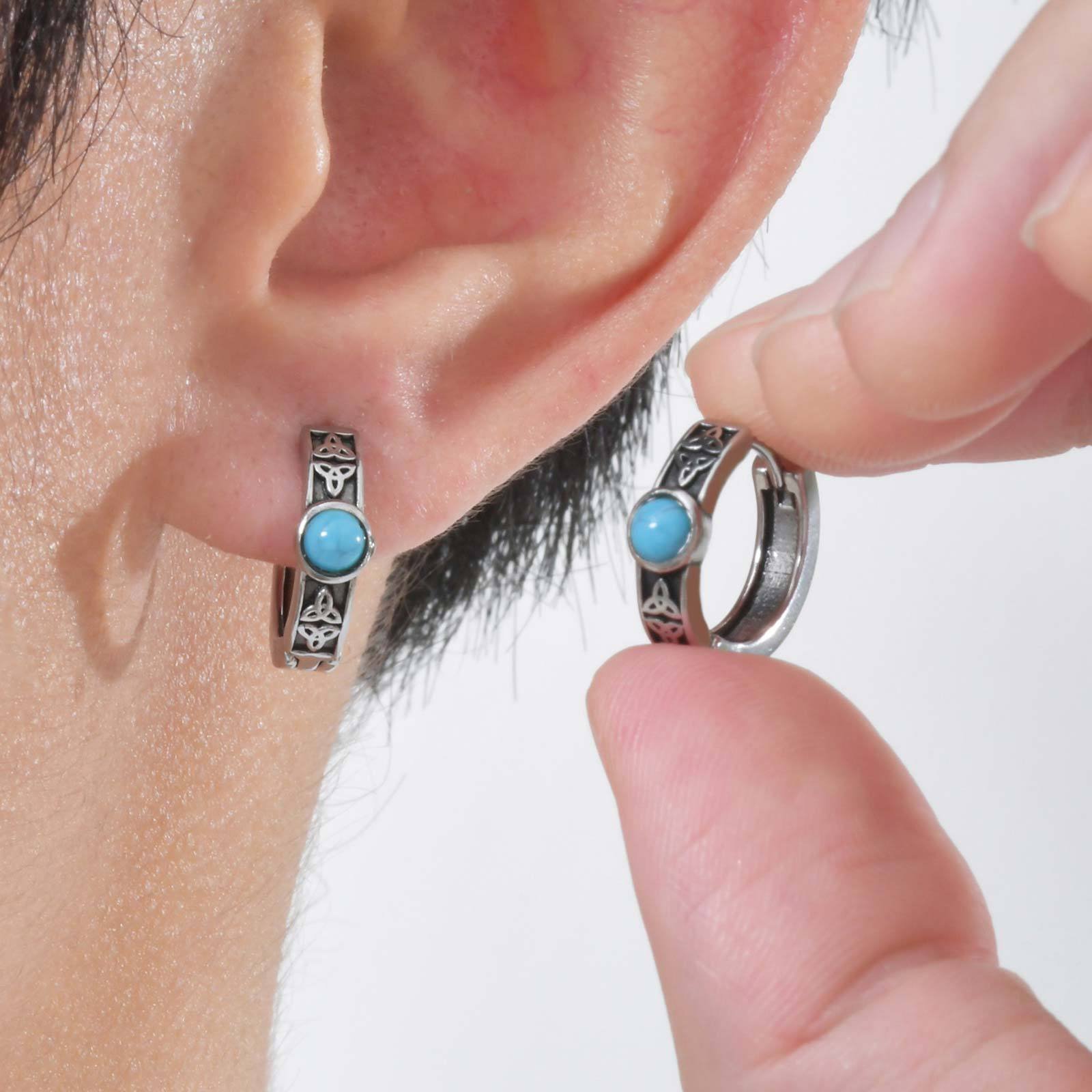 WM-E66 Silver Ear Studs Men Earring — image 6