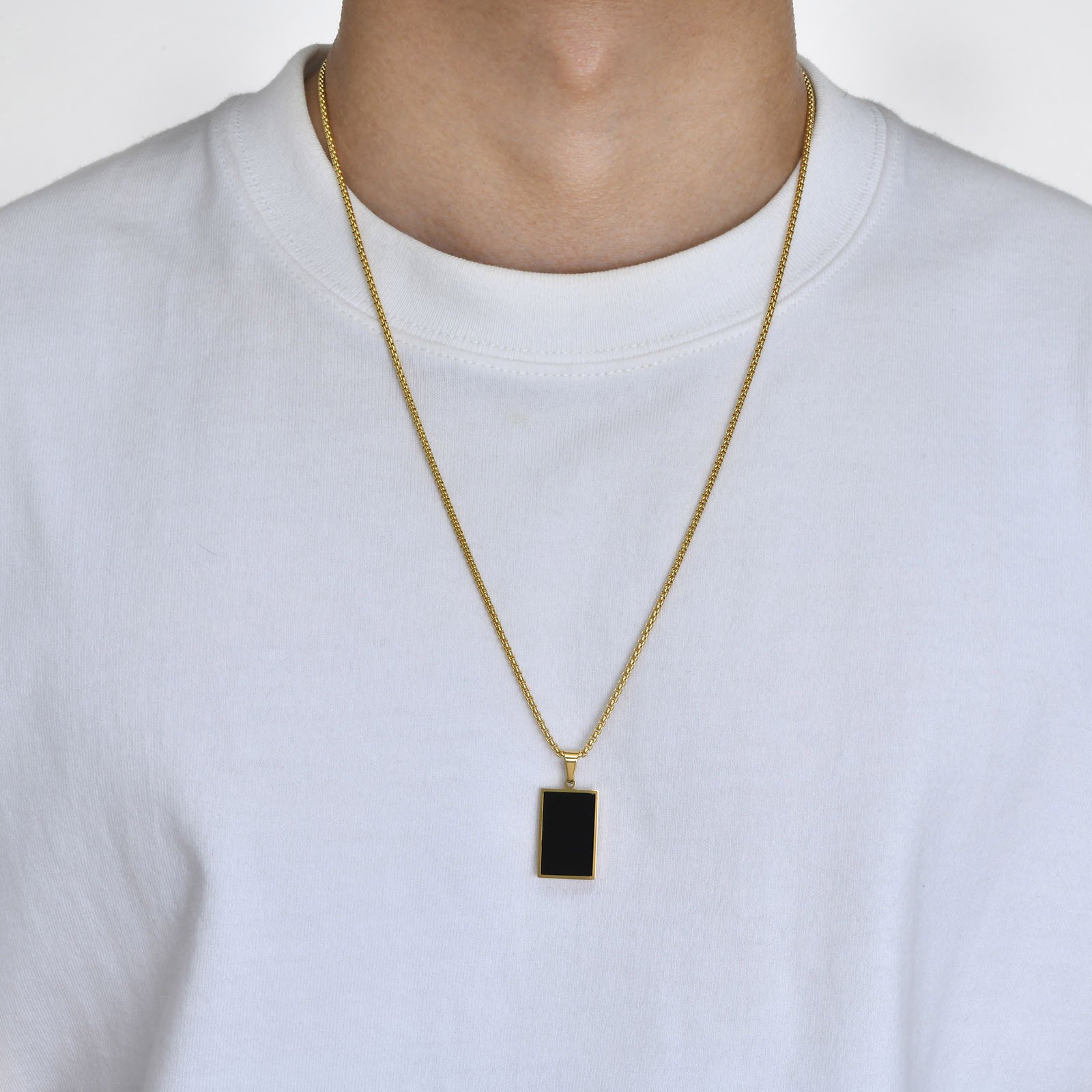 WM-P108 -Golden Men, Women Necklace Pendant with Chain — image 3