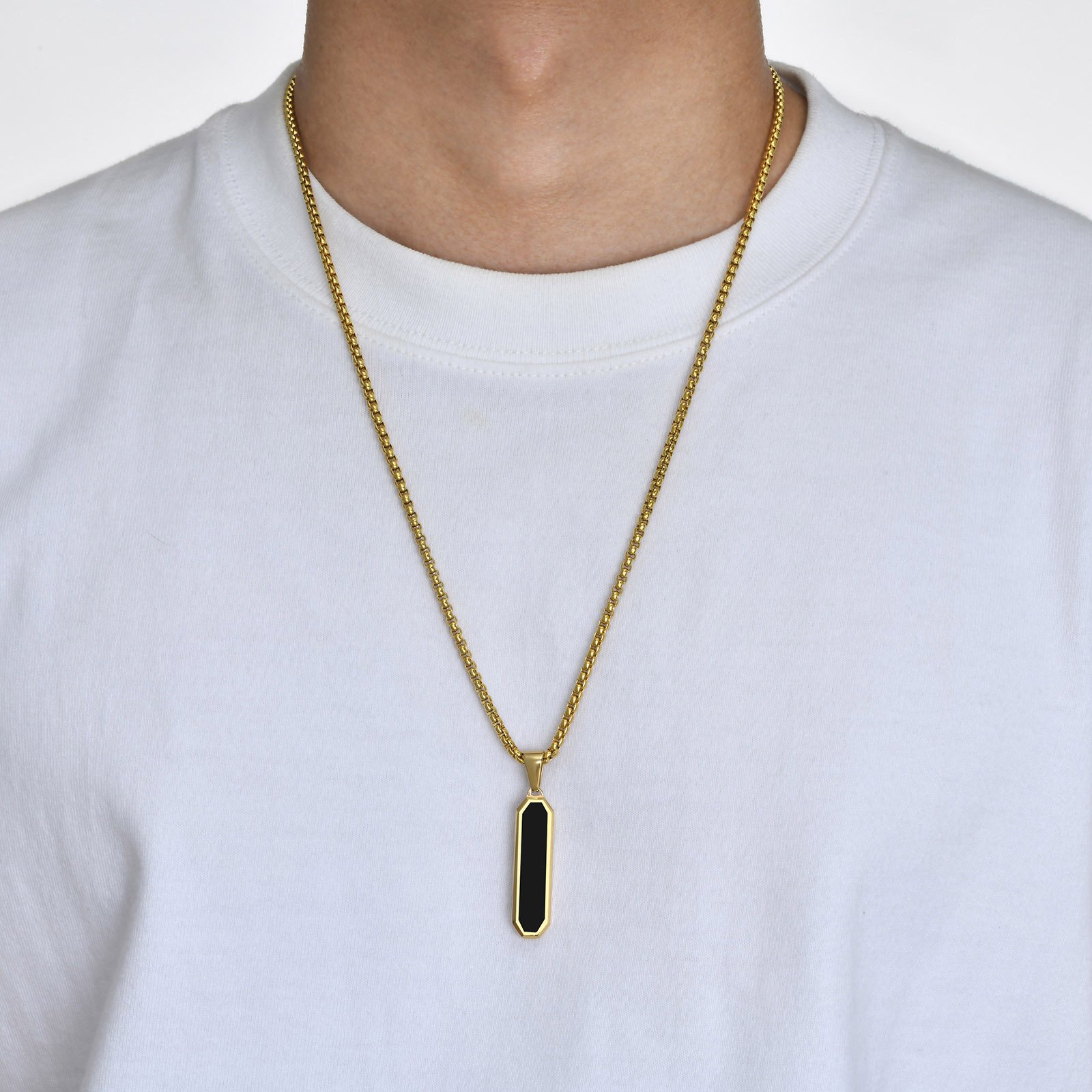 WM-P109 Golden Men, Women Necklace Pendant with Chain — image 7