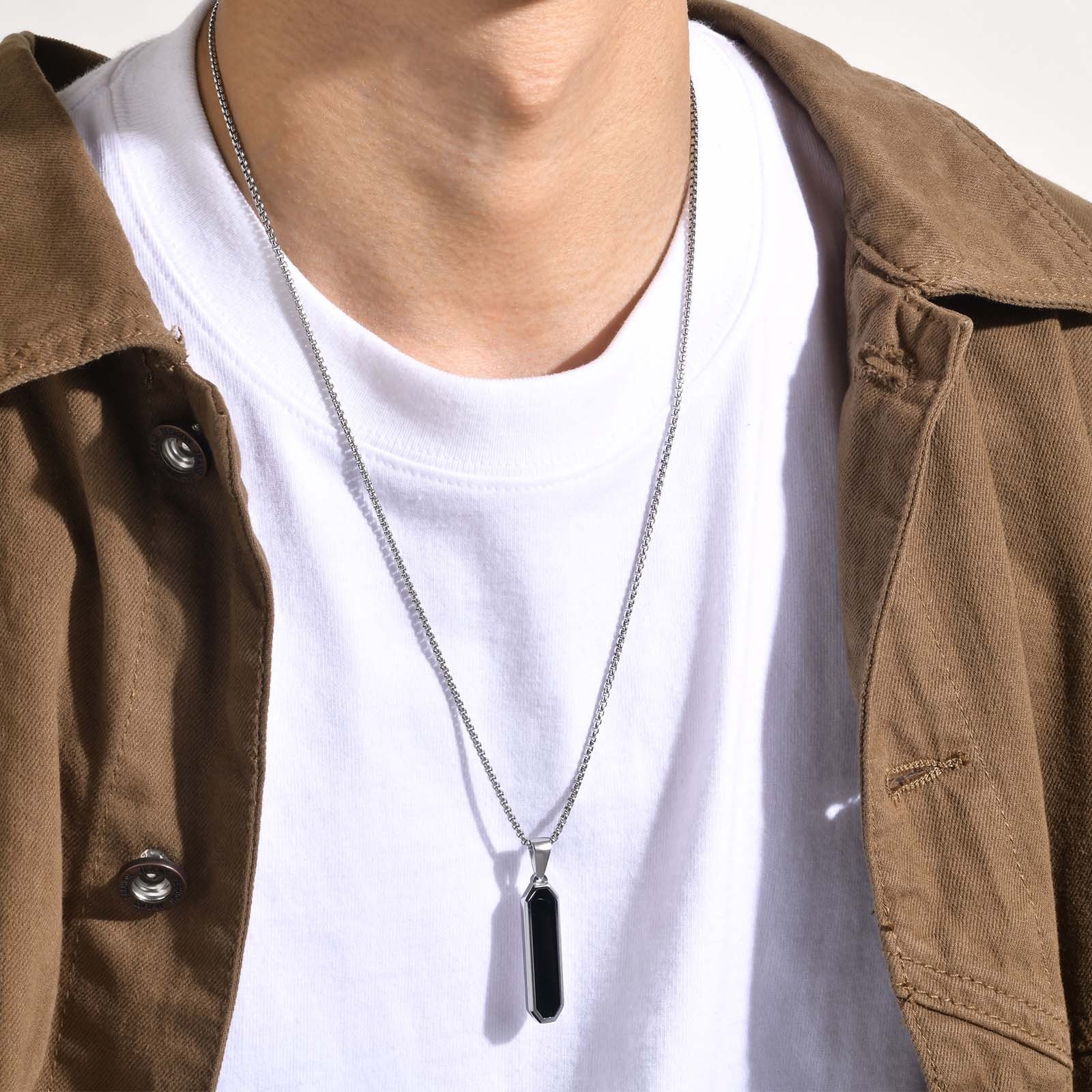 WM-P109 Silver Men, Women Necklace Pendant with Chain — image 5