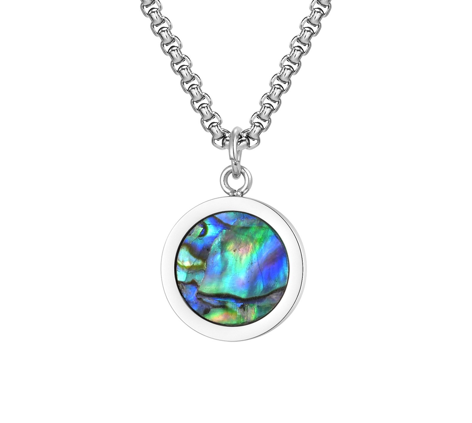 WM-P110 Abalone Stone Men, Women Necklace Pendant with Chain